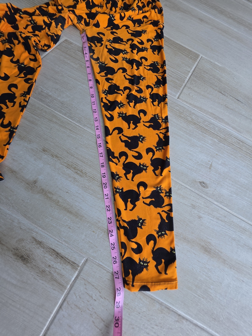 Women’s Orange And Black Cat-Print Leggings Festive Halloween Plus Size - Picture 5 of 7
